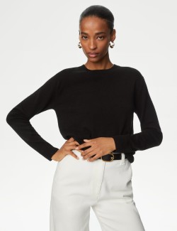 Pure Cashmere Textured Crew Neck Jumper