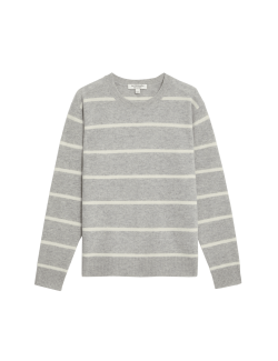 Pure Cashmere Striped Crew Neck Jumper