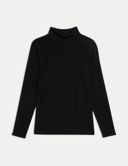 Cotton Rich Funnel Neck Slim Fit Top