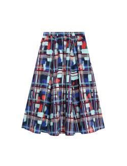 Cotton Rich Printed Midi A-Line Skirt