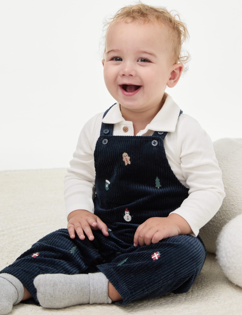 2pc Cord Christmas Dungaree Outfit (0-3 Yrs)