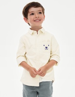 Pure Cotton Bear Pocket Oxford Shirt (2-8 Yrs)