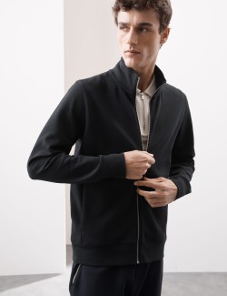 Cotton Rich Zip Up Funnel Neck Jacket