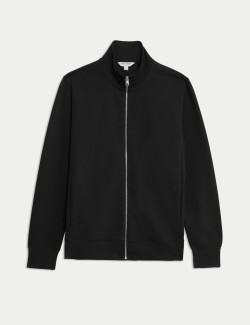 Cotton Rich Zip Up Funnel Neck Jacket