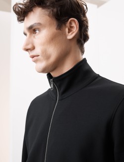 Cotton Rich Zip Up Funnel Neck Jacket