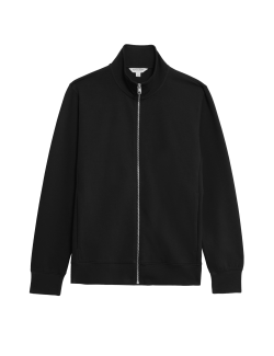 Cotton Rich Zip Up Funnel Neck Jacket