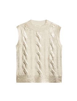 Sparkly Cable Knit Crew Neck Knitted Vest