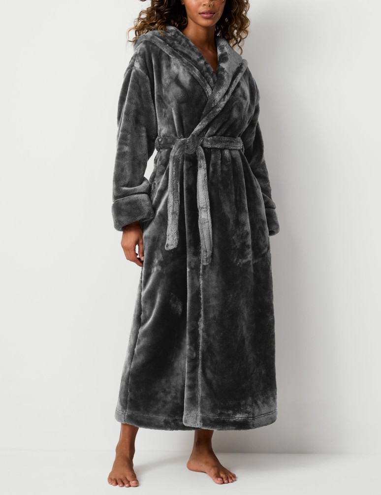 Fleece Hooded Dressing Gown