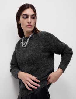 Textured Crew Neck Relaxed Jumper