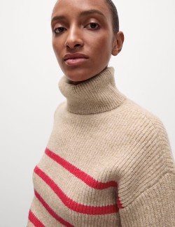 Air-Yarn Striped Roll Neck Jumper