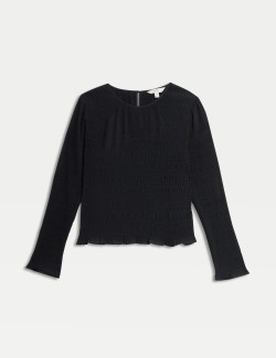 Crew Neck Smocked Top