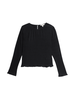 Crew Neck Smocked Top