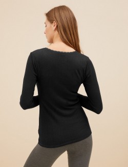 2pk Pointelle Thermal Long Sleeve Tops