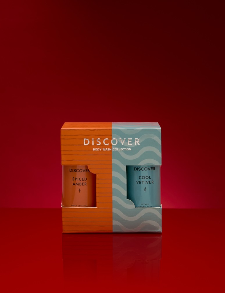 Sada 4 tělových mýdel z kolekce Discover: černý pepř, kořeněný ambr, chladivý vetiver, oceánské pižmo 4x100 ml