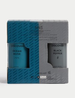 Sada 4 tělových mýdel z kolekce Discover: černý pepř, kořeněný ambr, chladivý vetiver, oceánské pižmo 4x100 ml