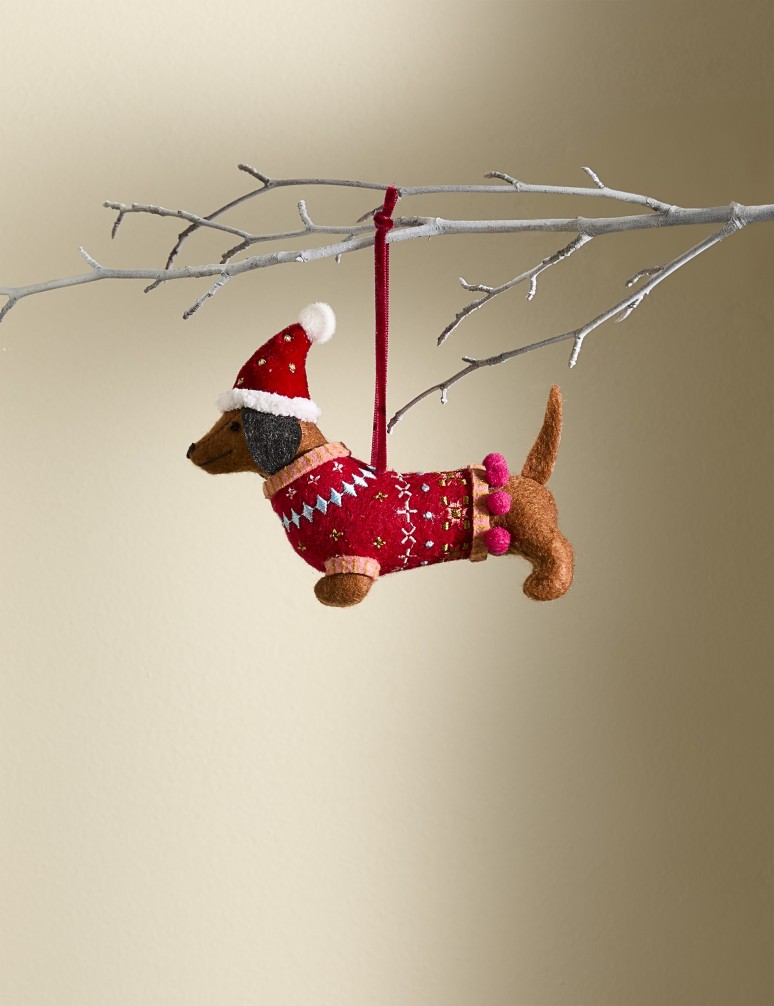 Felt Sausage Dog Hanging Decoration