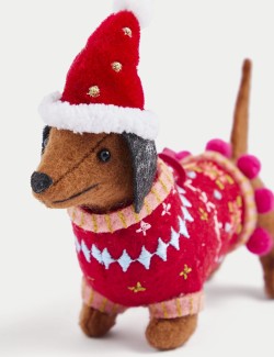 Felt Sausage Dog Hanging Decoration