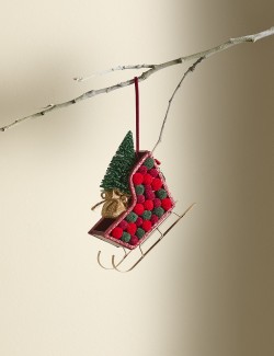 Sleigh & Tree Hanging Decoration