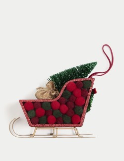 Sleigh & Tree Hanging Decoration