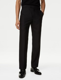 Regular Fit British Pure Wool Tuxedo Trousers