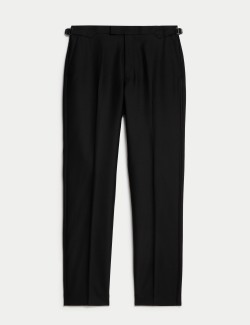 Regular Fit British Pure Wool Tuxedo Trousers