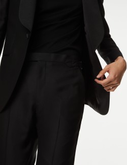 Regular Fit British Pure Wool Tuxedo Trousers