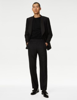 Regular Fit British Pure Wool Tuxedo Trousers