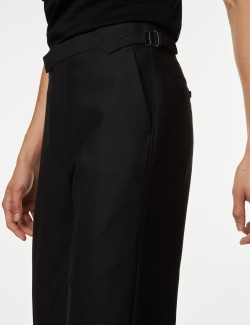 Regular Fit British Pure Wool Tuxedo Trousers