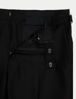 Regular Fit British Pure Wool Tuxedo Trousers