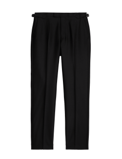 Regular Fit British Pure Wool Tuxedo Trousers