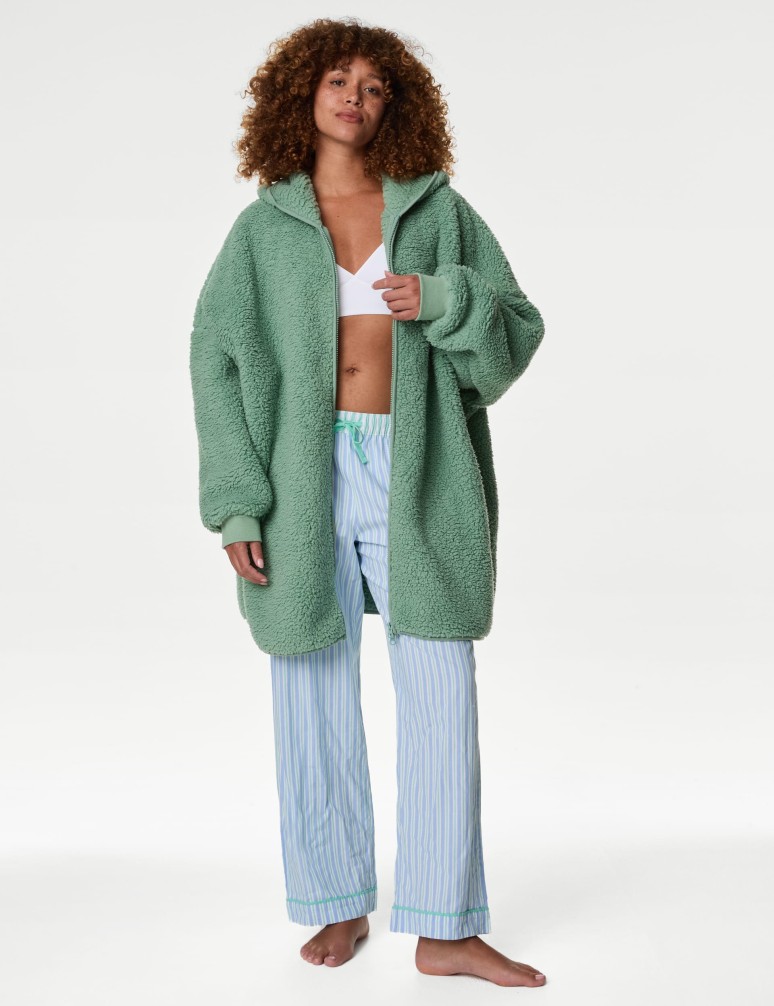 Teddy Fleece Hooded Lounge Cardigan