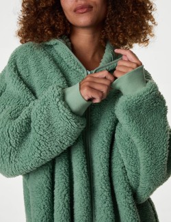 Teddy Fleece Hooded Lounge Cardigan