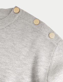 Soft Touch Crew Neck Button Detail Jumper