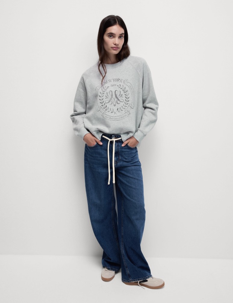 Pure Cotton Slogan Sweatshirt