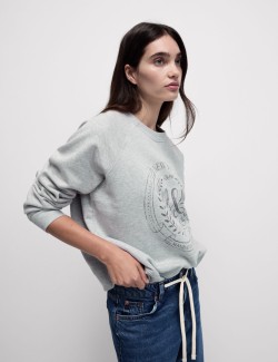 Pure Cotton Slogan Sweatshirt