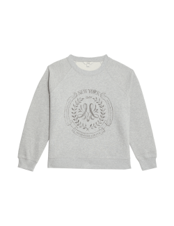 Pure Cotton Slogan Sweatshirt