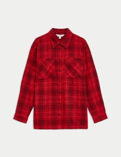 Pure Cotton Checked Collared Utility Shirt