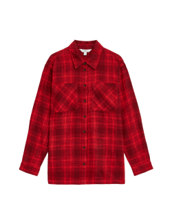 Pure Cotton Checked Collared Utility Shirt