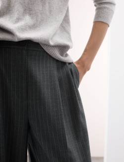 Wool Blend Pinstripe Tapered Trousers