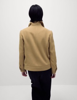 Double Breasted Short Peacoat with Wool