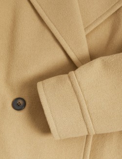 Double Breasted Short Peacoat with Wool