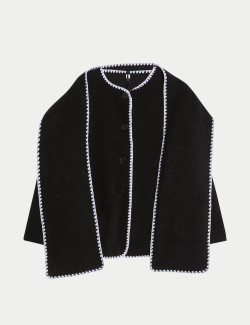 Textured Detachable Scarf Wrap Coat