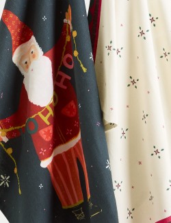 Set of 2 Pure Cotton Festive Tea Towels