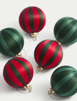 6pk Striped Hanging Baubles