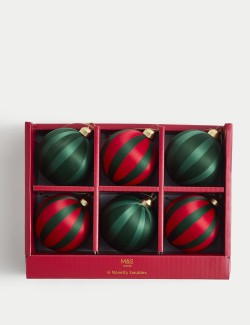 6pk Striped Hanging Baubles