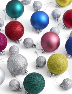 24pk Multicoloured Shatterproof Baubles