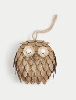 Glitter Paper Owl Hanging Decoration