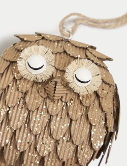 Glitter Paper Owl Hanging Decoration