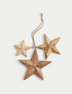 Wooden Hanging Star Tree Decoration