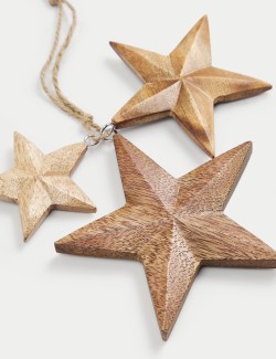 Wooden Hanging Star Tree Decoration